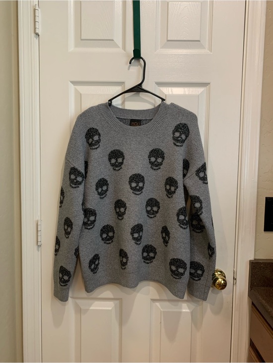 Mod Lusive Sweaters - Gray Skull Pattern Crewneck Sweater